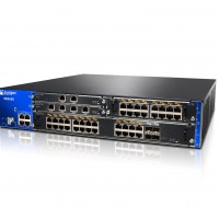 Juniper SRX650 System (2 RU Height) with SRE 6, 645W AC POE PSU. Includes  4 onboard 10/100/1000Base-T ports, 2GB DRAM, 2GB CF, 247W POE power, Fan Tray with Fans and Power Cord. I